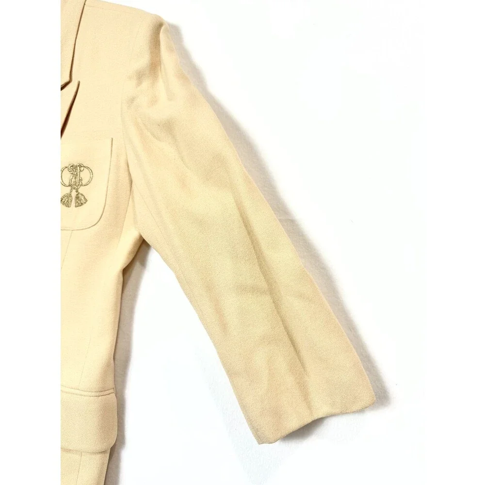 Christian Dior Wool 30 Montaigne Bar Jacket Blazer Neutral Pale Yellow USA Sz 12